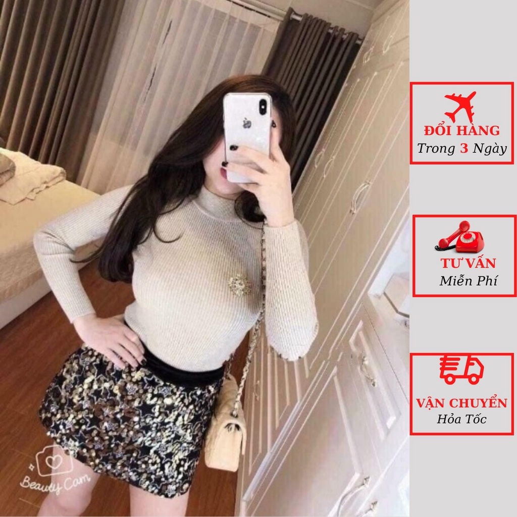 Áo len gân tăm nữ cao cổ lọ màu trơn basic dài tay dáng ôm body giữ nhiệt ulzzang Hàn Quốc