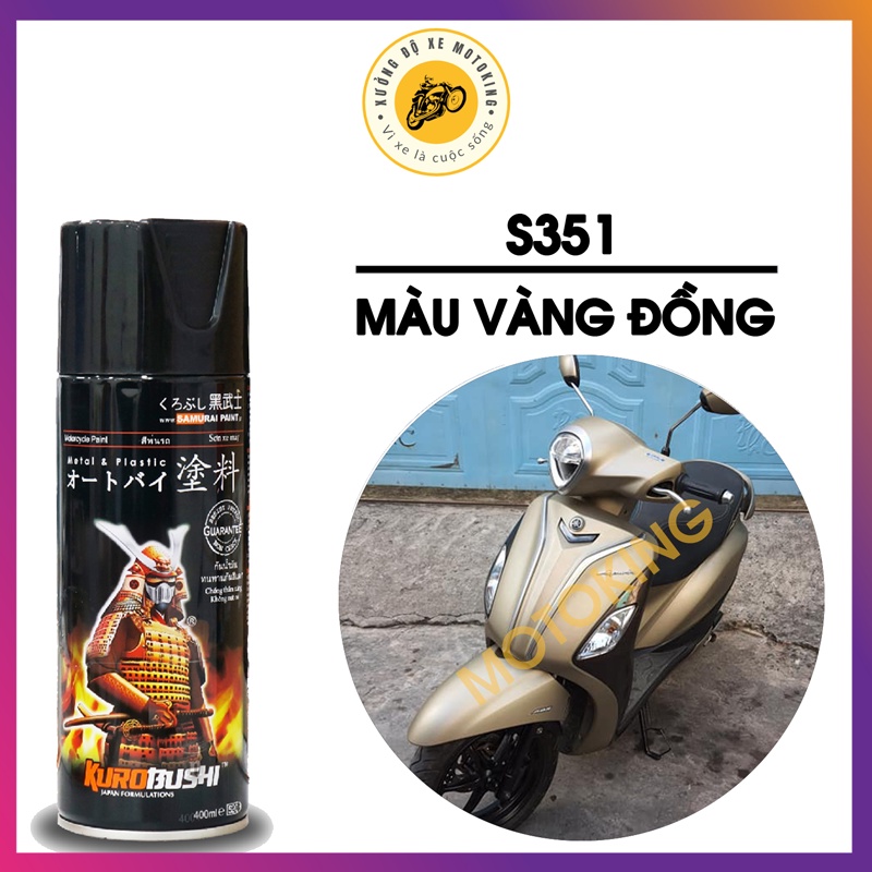 Sơn samurai vàng đồng S351* - Chai sơn xịt chuyên dụng dành cho xe máy, ô tô