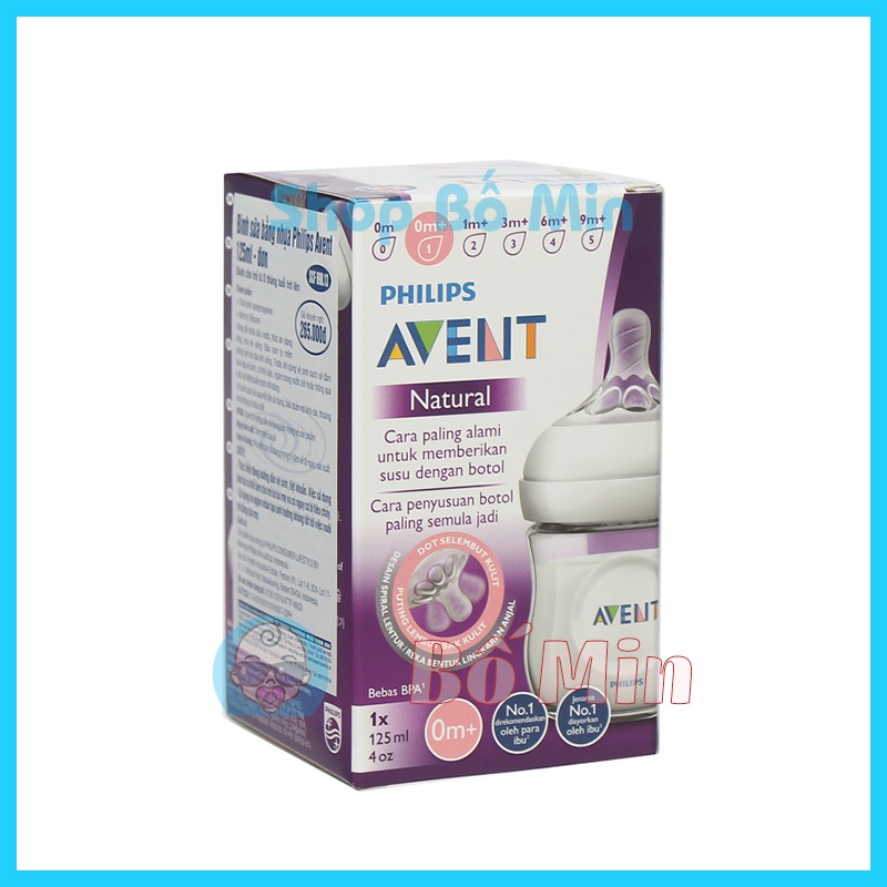 Bình Sữa Philips Avent Natural 125/260/330ML 100% Chính Hãng [Hỗ trợ đổi Size Núm][ Shop Bố Min ]