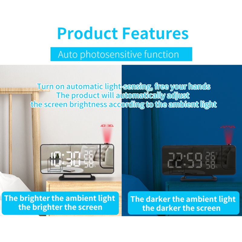 Đồng Hồ Báo Thức Có Đèn LED Hiển Thị Nhiệt Độ Và Đài FM