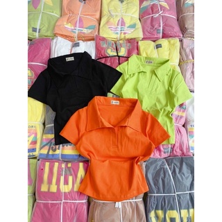 Áo thun croptop cổ bẻ