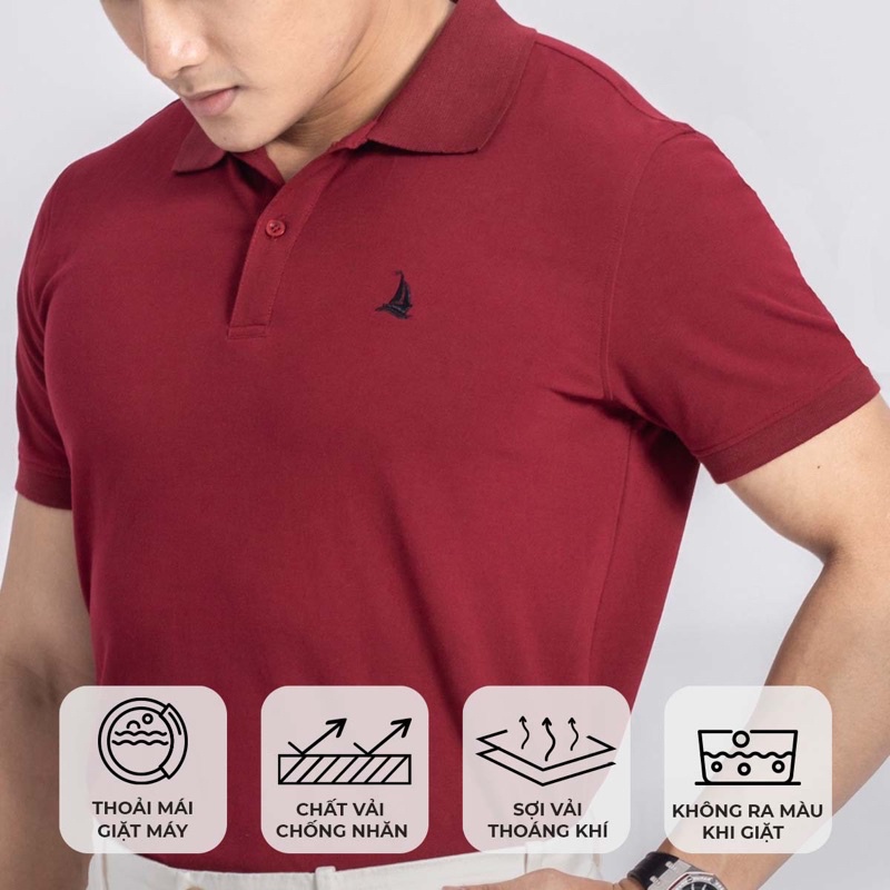 ÁO POLO THÊU LOGO CÁNH THUYỀN ĐỎ ĐÔ