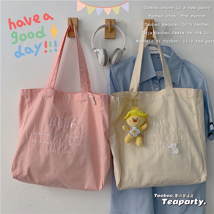 Túi tote vải canvas nữ  , túi  đeo chéo vải Hàn Quốc Ulzzang xinh xắn mang đi học , đi chơi TO012