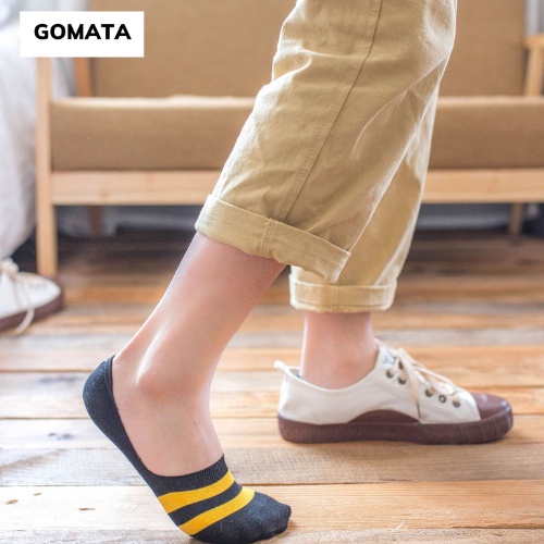Vớ Lười Nam Mẫu 3 Sọc Ngang, Tất nam đi Giày Lười có đệm cao su chống tuột - GOMATA - FIVE-LUOI-SOCNGANG