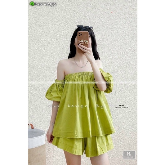 Set Bệt Trễ Vai Tay Phồng Sort Thô