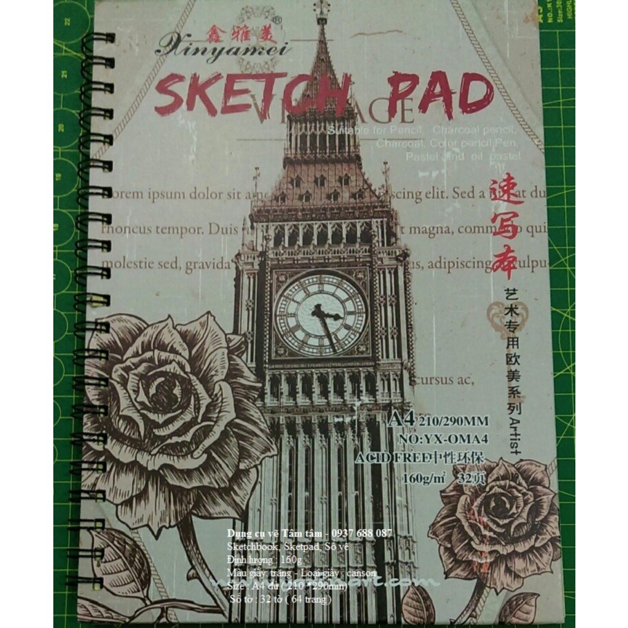 Sketchbook, Sketch pad, Sổ vẽ chì, Sketch book, Sổ canson A4 đủ-Dụng cụ vẽ Tâm Tâm