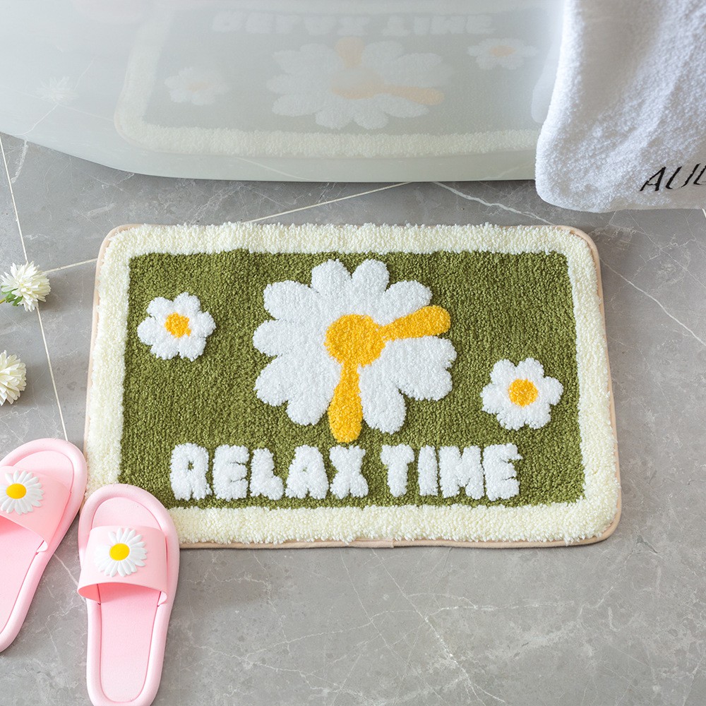 Thảm Lau Chân Cotton Len Dày Hình Bông Hoa Relax In Nổi PA9756