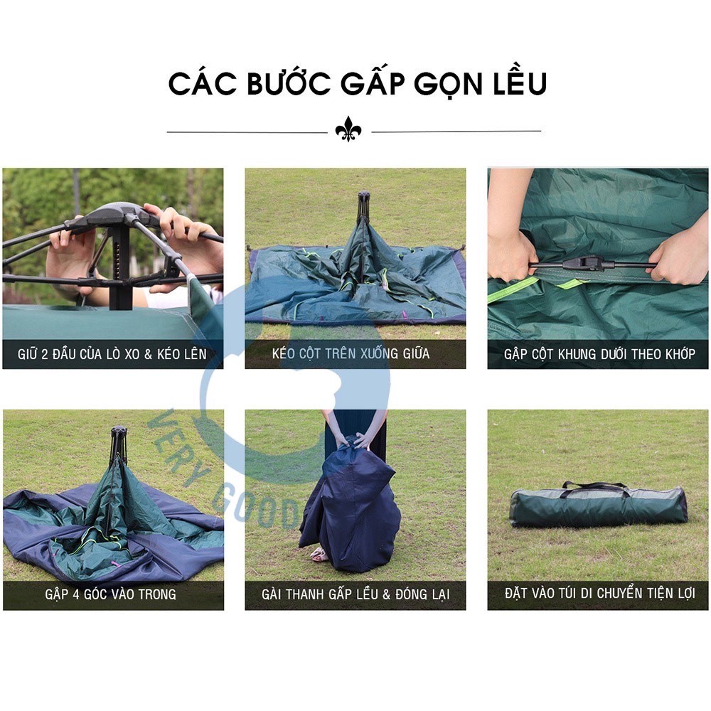 Lều cắm trại, picnic tự bung dành cho 3-6 người T3 - chống thấm nước, dễ dàng gập mở, đóng gói nhỏ gọn