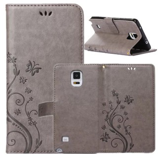 For samsung note 4/n9100 wallet flip embossed flower pu leather stand case