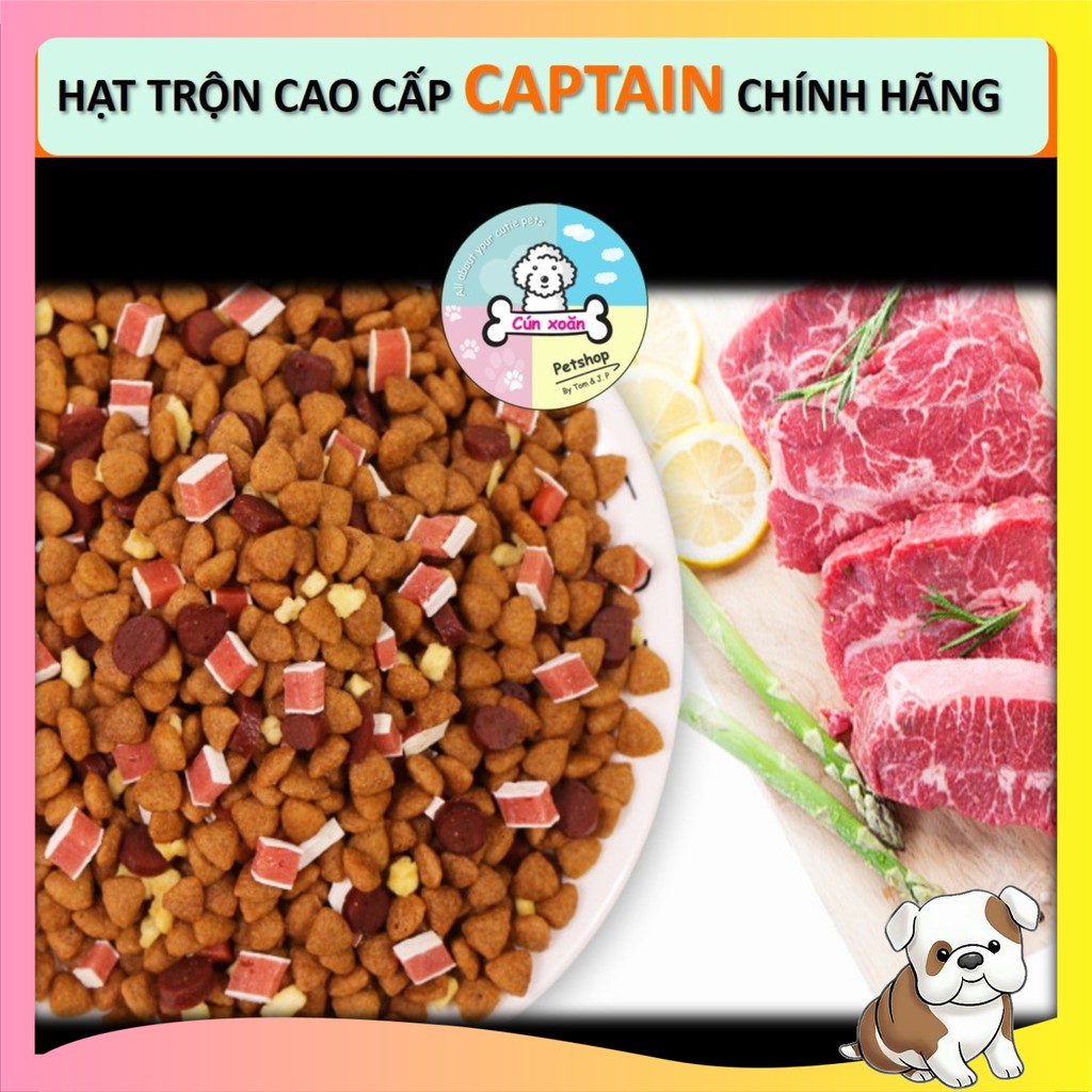 Thức ăn hạt cho chó Captain 🧀Túi 2.5Kg🧀 mix thịt bò, phô mai, cá, rau củ