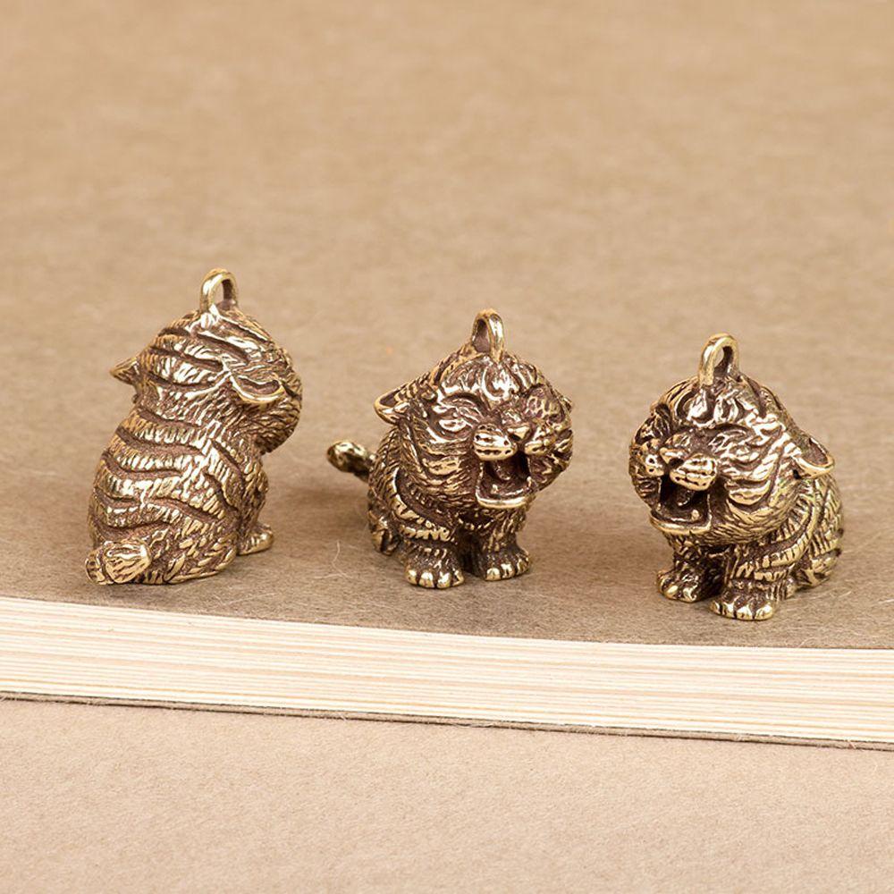 1 Móc Khóa Hình Hổ Bằng Đồng Thau Cứng Phong Cách Vintage