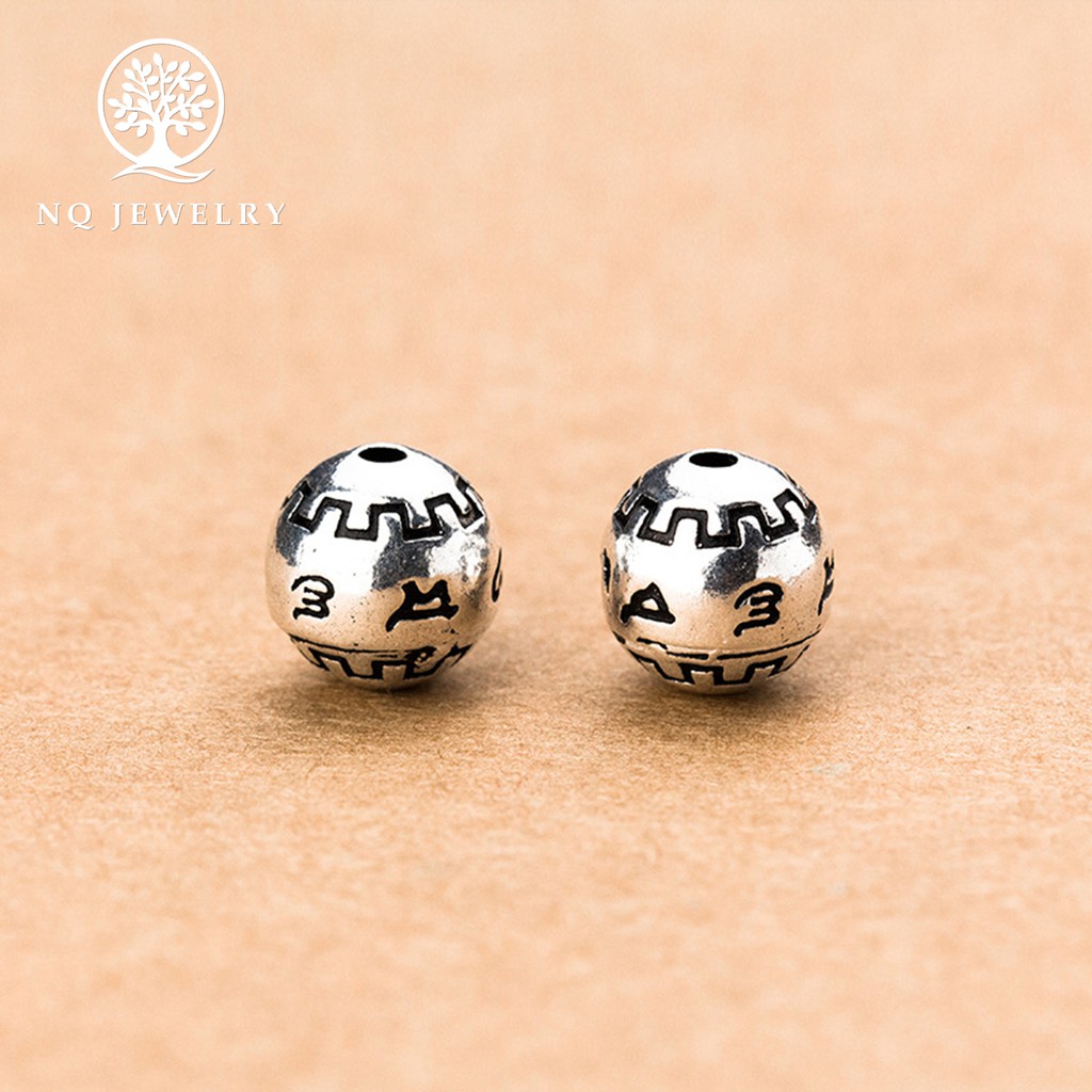Charm bạc tròn khắc chữ xỏ ngang - NQ Jewelry
