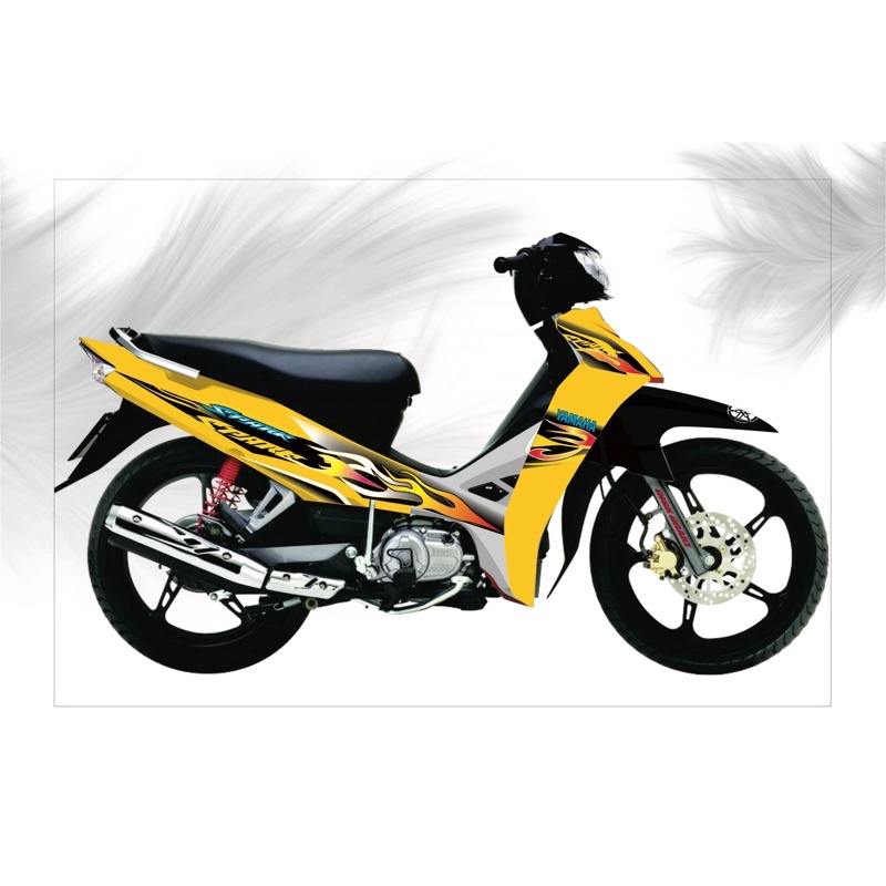 ( Quí khách vui lòng mang ra tiệm cho thợ dán ) xe Sirius spark lửa dán xe vàng (rời)