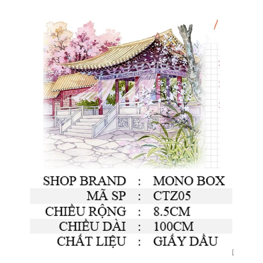 Washi tape cổ trang đẹp trang trí sổ phong cảnh chiết MONO BOX CTZ05