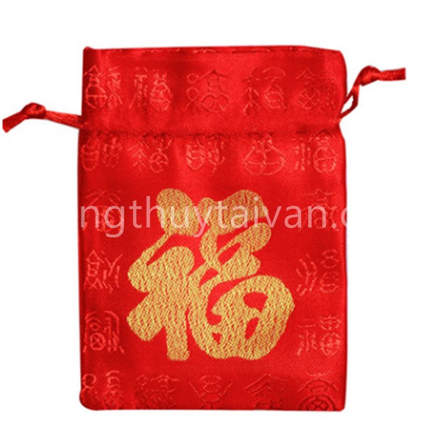 Túi nhỏ LỤA chữ Phúc Phật giáo 9cm(vòng,chuỗi...)