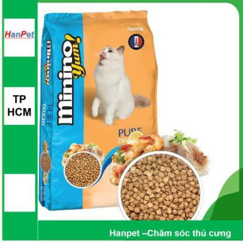 Hanpet.GV- MININO (Vị hải sản &amp; cá ngừ) gói 13,kg và 1,5kg Thức ăn cho mèo, dùng cho mèo mọi lứa tuổi (hạt mèo khô)