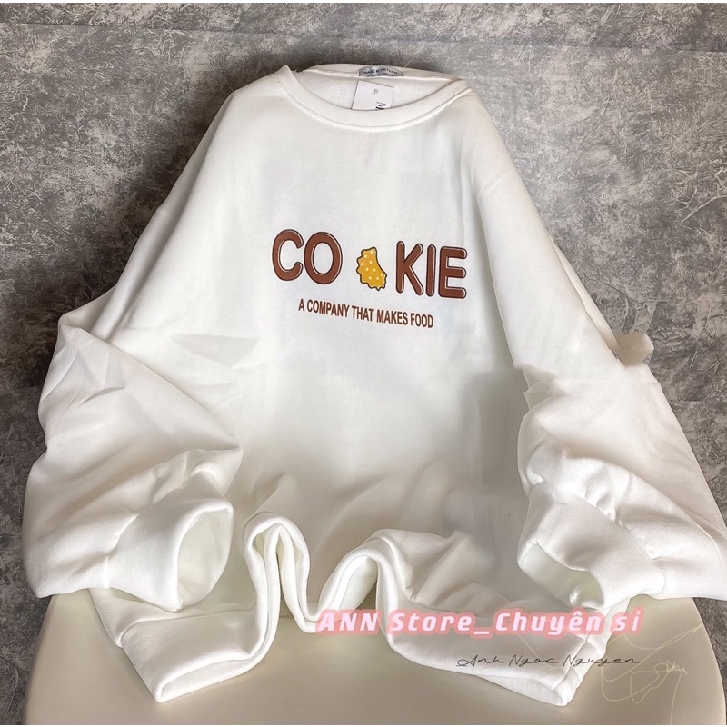 [Siêu rẻ] Áo nỉ swt cổ tròn bánh/socola màu kem,be siêu xinh (ảnh thật_annstore)