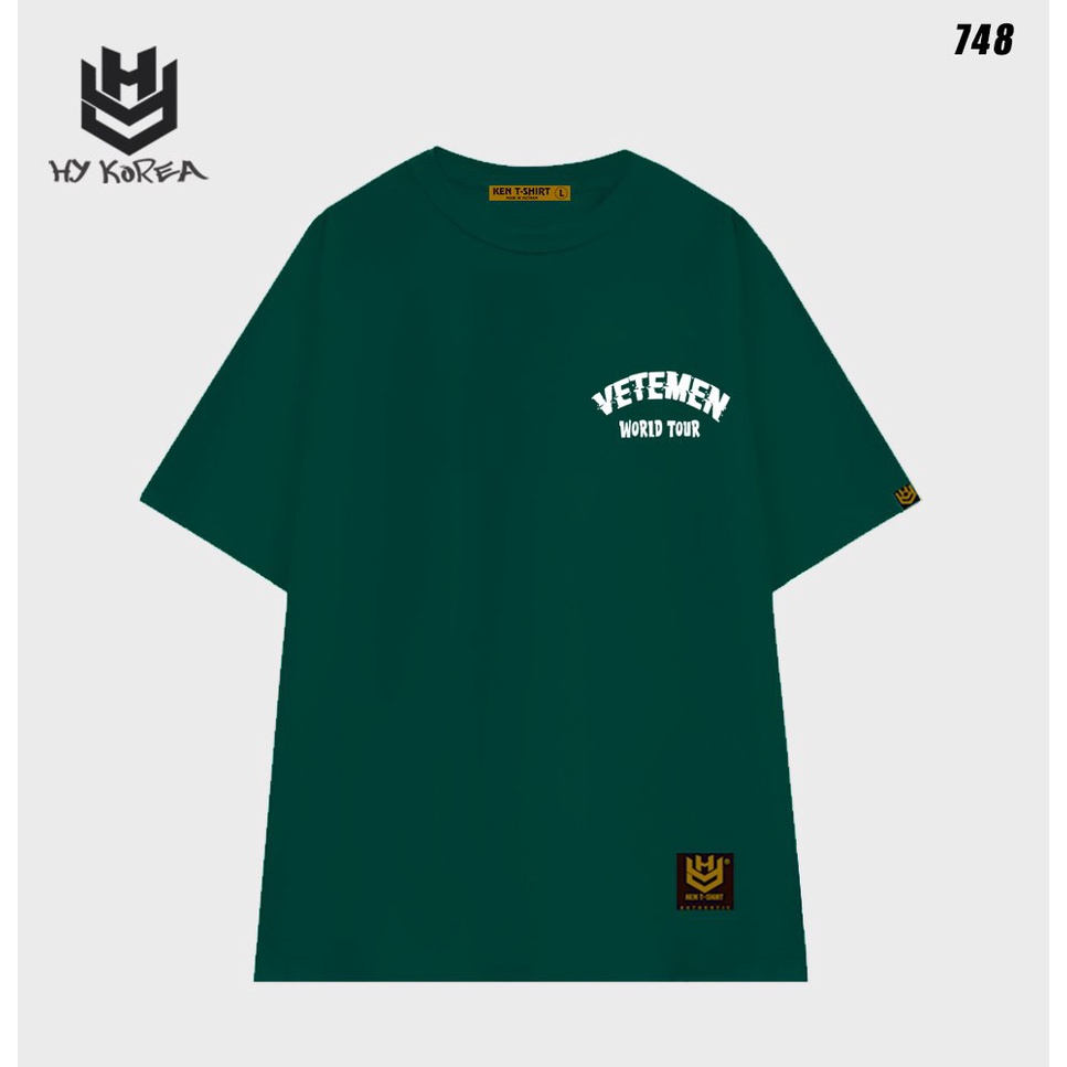Áo phông form rộng tay lỡ HY KOREA nam nữ cotton 75% chữ VETEMEN 748