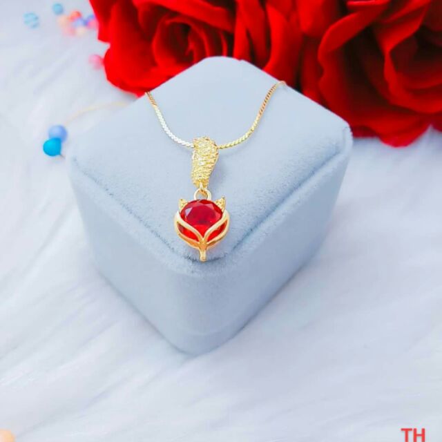 Dây chuyền mặt hồ ly bạc xi vàng