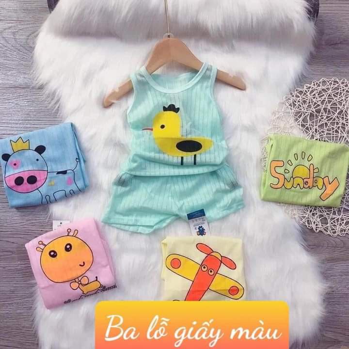 Bộ Cotton Giấy Ba Lỗ Nhiều Màu Cho Bé Ngộ Nghĩnh