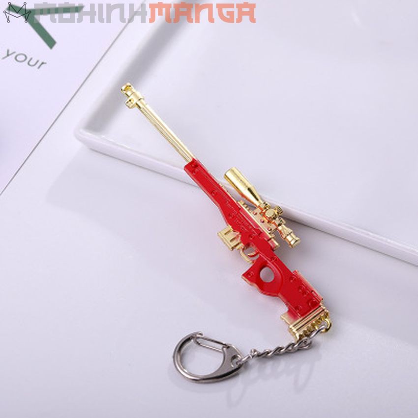 Móc khoá hợp kim mô hình súng AWM gold game bắn súng PUBG gun 12cm màu vàng kim đỏ siêu đẹp