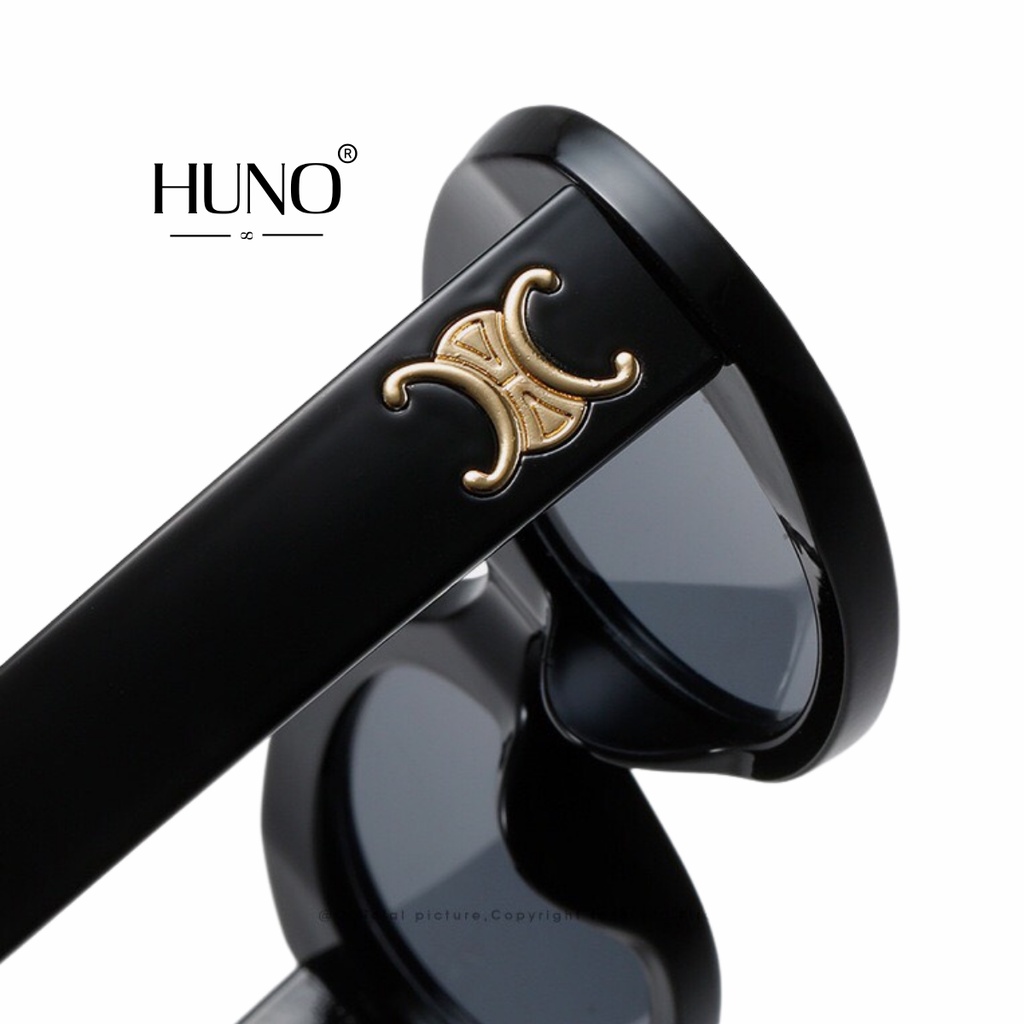Kính râm nữ HUNO thiết kế mắt kính bằng nhựa cao cấp độc la, cá tính - KR63