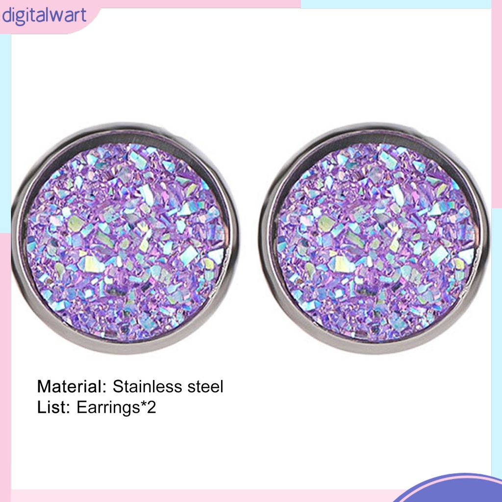 1 Đôi Khuyên Tai Tròn Đính Đá Nhiều Màu Bằng Thép Không Gỉ