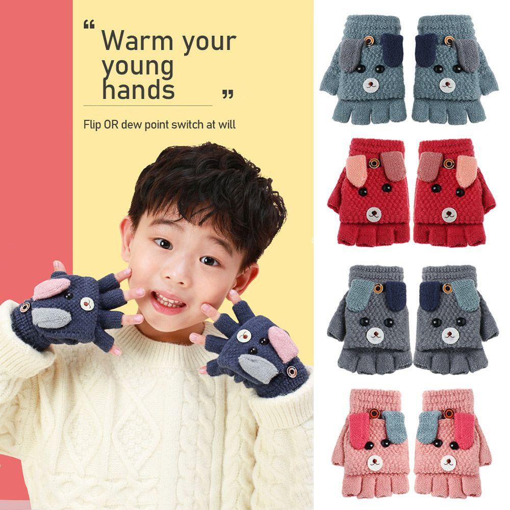 Găng Tay Dày Ấm Áp Hình Thỏ Hoạt Hình Dễ Thương Cho Bé 5-12 Tuổi