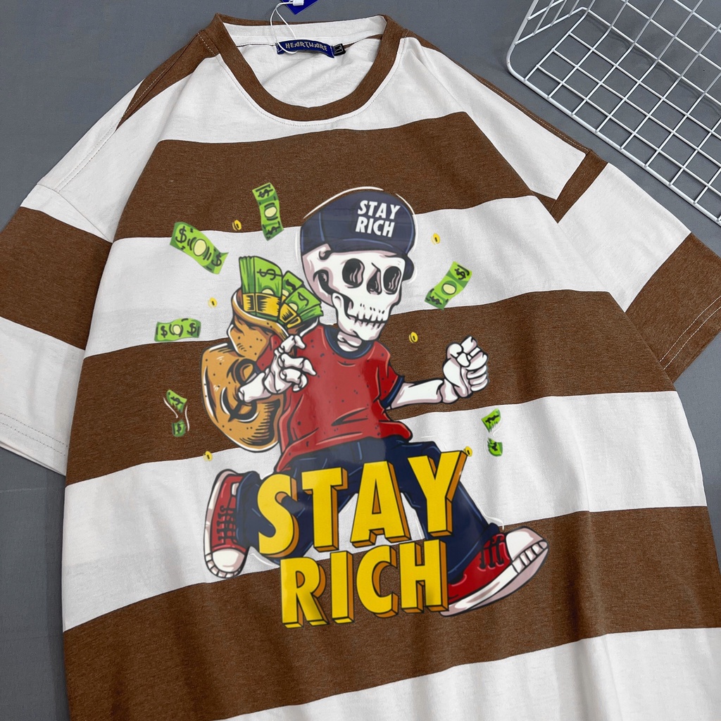 Áo thun tay lỡ nam nữ MEANSTORE phông in hình 100% cotton vải mát form rộng phong cách Ulzzang - Stay Rich