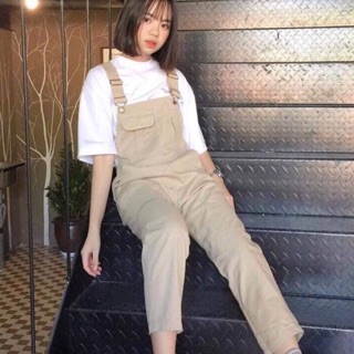 Quần yếm kaki màu đen và be unisex
