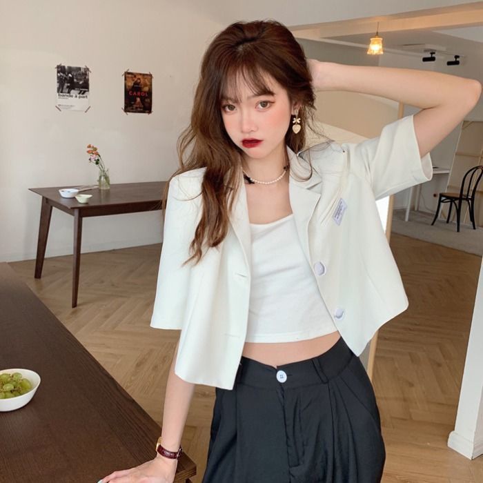 Áo Khoác Vest Tay Ngắn Mỏng Thời Trang Cá Tính Cho Nữ