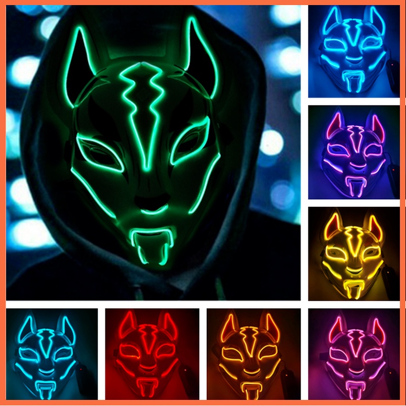 Fortnite Sky Fox LED Glow Mask Light Up Anime Nhật Bản Fox Mask Mặt nạ LED phát sáng Mặt nạ chủ đề t