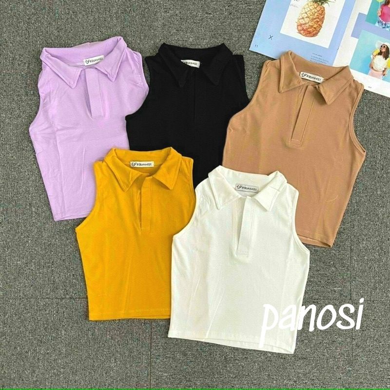 Áo coptop nữ cổ polo dáng sát nách chất zip co giãn - Mã A234