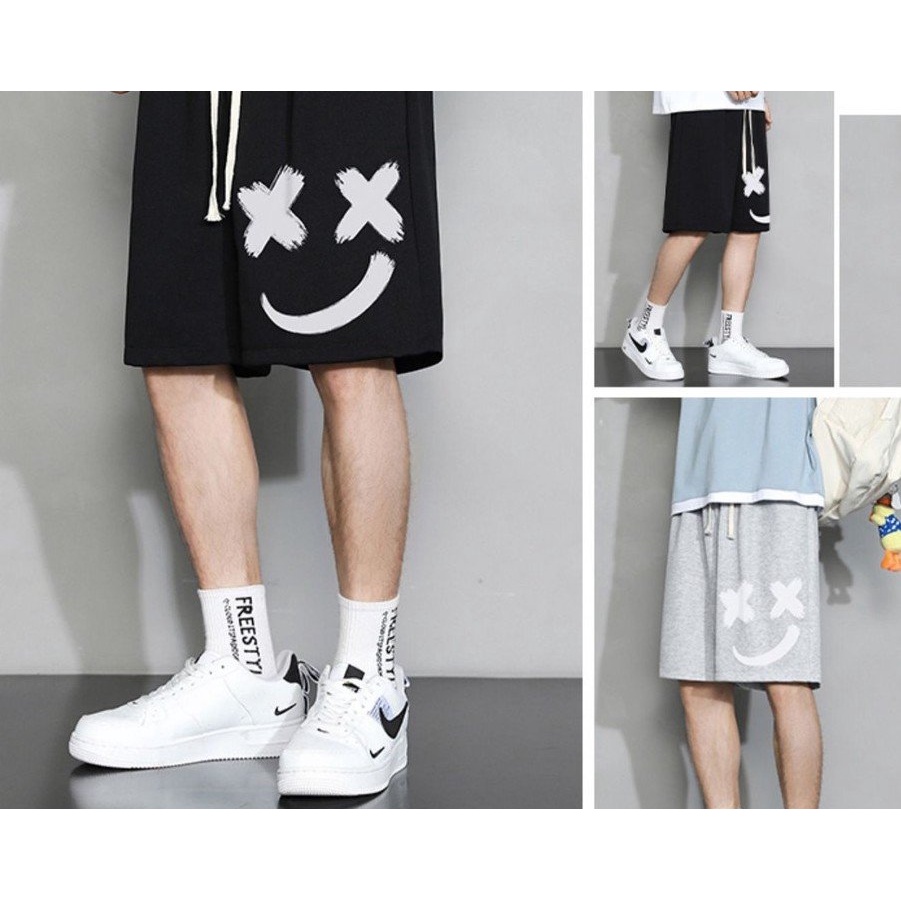 Quần short thun nam nữ in hình mặt cười , Quần Đùi Unisex nam nữ phong cách cá tính