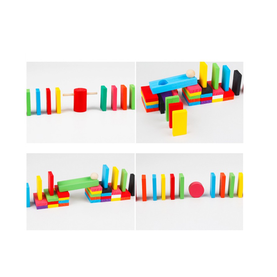 Đồ chơi Domino gỗ xếp hình 360 miếng kèm túi vải, puzzle giáo dục thông minh cho trẻ em