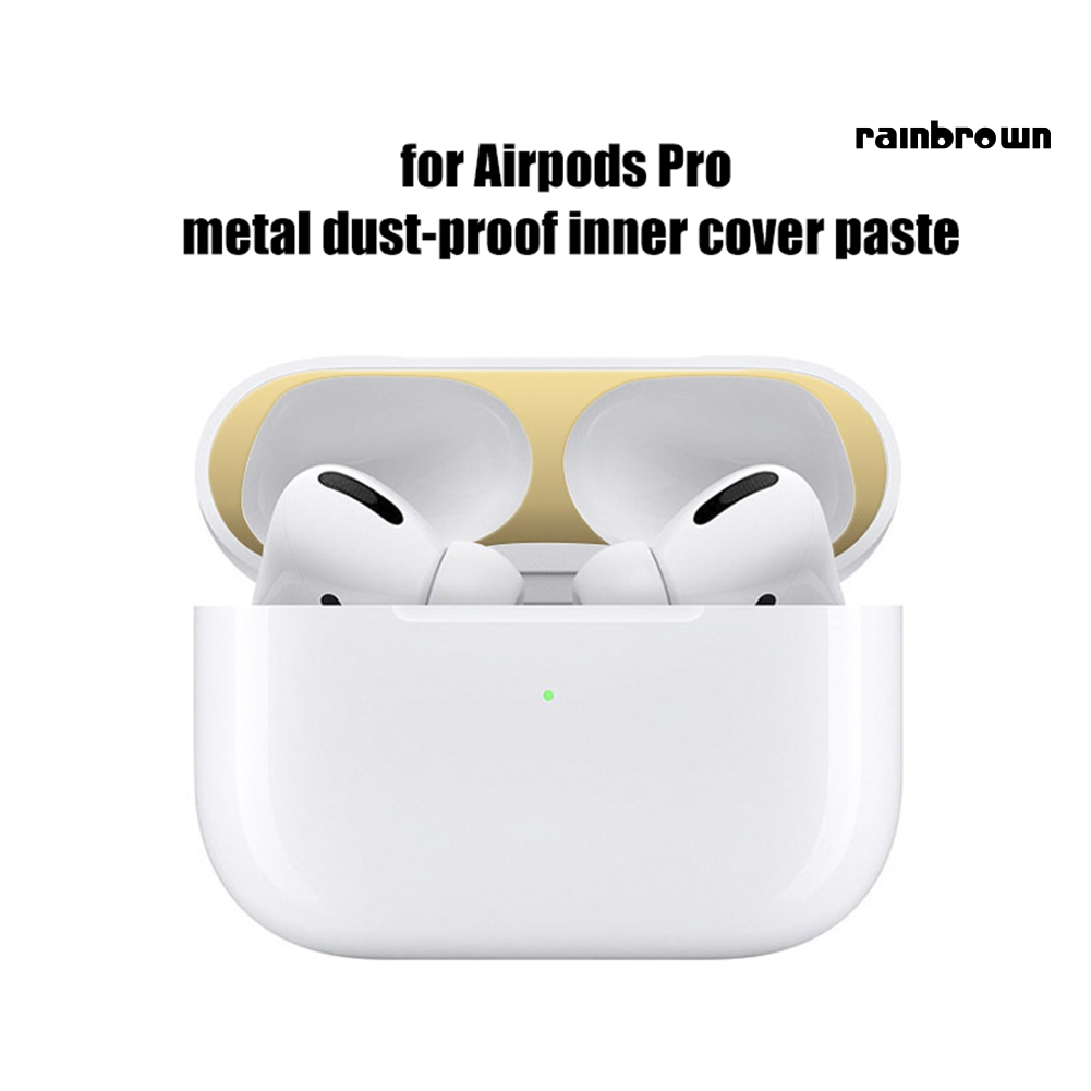 Set 2 Miếng Dán Kim Loại Chống Bụi Cho Tai Nghe Apples Air-Pod Pro