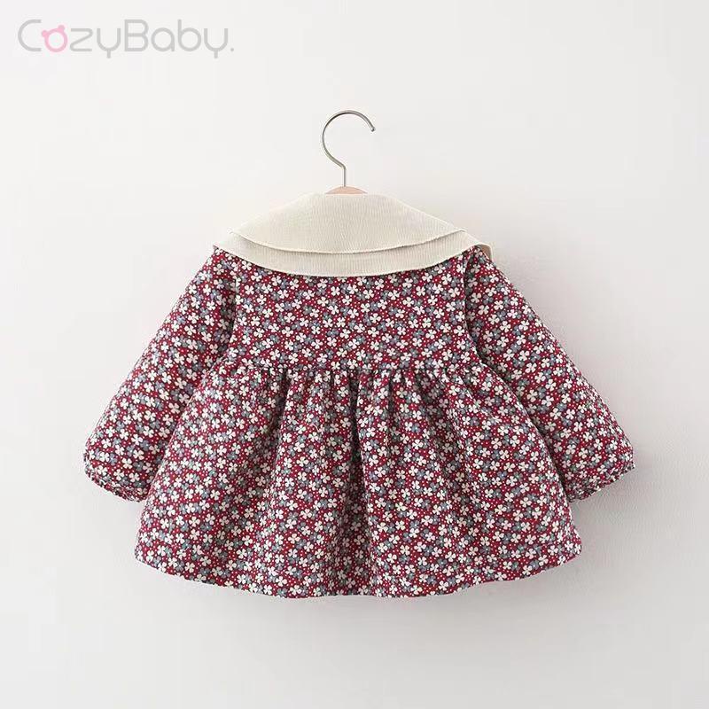 Đầm Công Chúa Tay Dài Đính Nơ Thời Trang Mùa Đông Xinh Xắn Cho Bé Gái