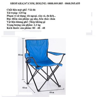 Ghế gấp du lịch đi câu cá, dã ngoại có tựa chịu đượng trọng lượng 130kg mã A1706