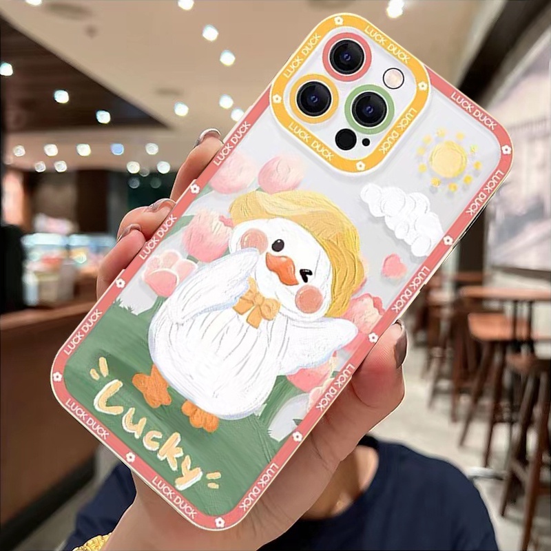Ốp Điện Thoại Silicon Tpu Mềm Trong Suốt In Hình Vịt Cho iPhone 11 12 13 Pro Max XR X XS Max 6 7 6s 8 plus SE 2020