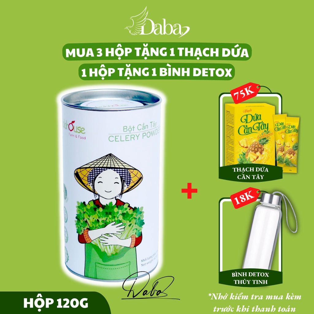 [Bán Chạy] Bột cần tây nguyên chất Dalahouse (Túi 150g) - Giảm cân hiệu quả, điều hòa huyết áp, đẹp trắng, sáng da