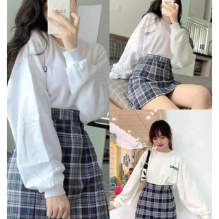 Set áo phông dài tay cautio và chân váy chữ a x011