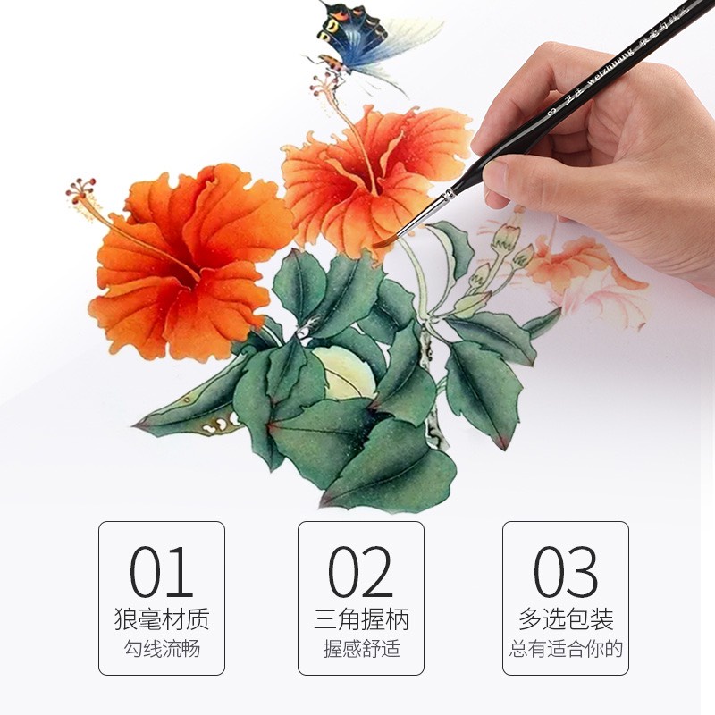 Bộ cọ vẽ chuyên nghiệp Xinbowen dùng cho màu nước/bột/sơn acrylic - Set 6/9/10/12 cây cao cấp KINGCOLOR- Go88