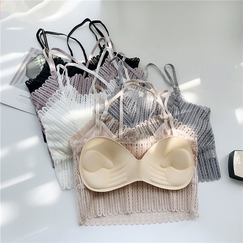 Áo Lót Thể Thao Nâng Ngực Không Gọng Phối Dây Đan Chéo Lưng Quyến Rũ Cho Nữ