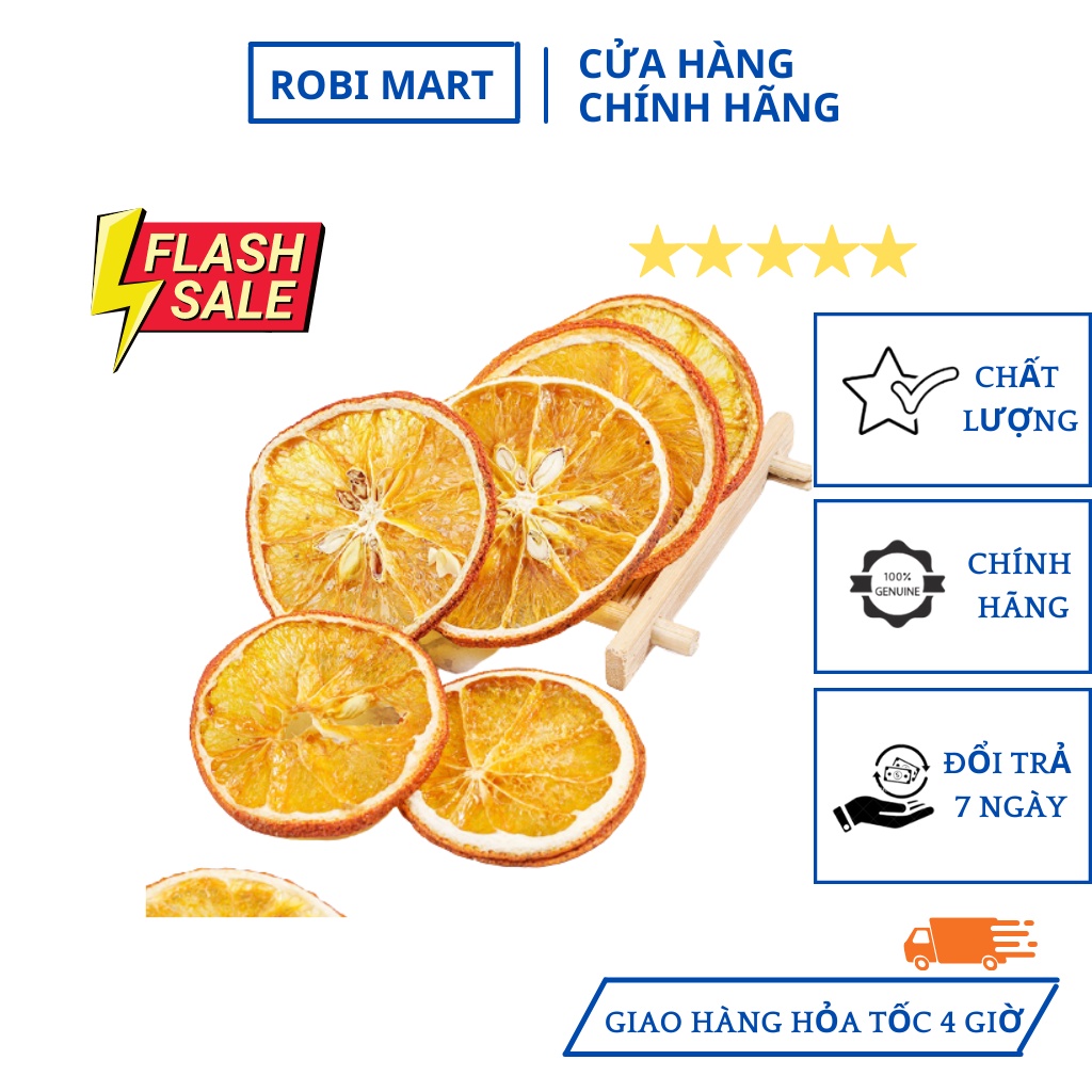 Trà cam mỹ thái lát sấy lạnh Robi Mart gói 200gr - Hàng loại 1 chính hãng