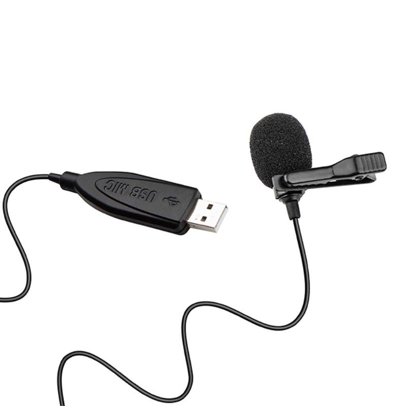 HSV USB Lavalier Microphone Clip on Collar Condenser Lapel Mic Microphone for PC Smart Phones