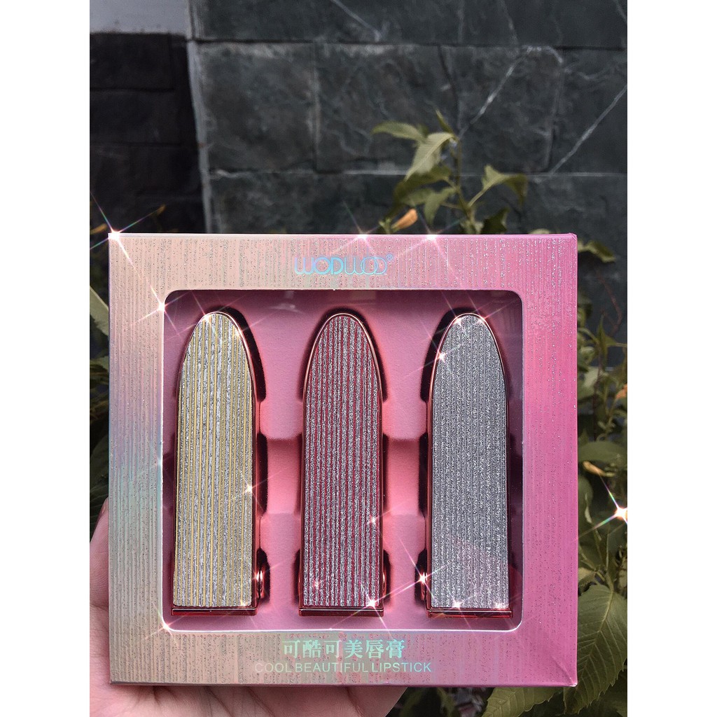 Set 3 thỏi son lì WODWOD Cool Beautiful Lipstick nội địa Trung