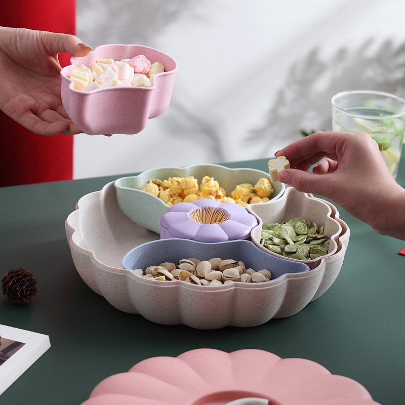 Hộp đựng mứt tết lúa mạch (Có nắp)