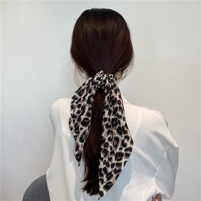 (0489) Dây Chun Buộc Tóc Scrunchies Dây Dài Da Báo Nhiều Màu Cá Tính