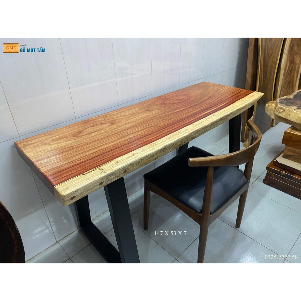 Bàn Làm Việc Gỗ Hương Đỏ, Bàn Làm Việc Gỗ Tự Nhiên, Bàn Ăn Gỗ Tự Nhiên, Bàn Cafe Gỗ Tự Nhiên Dài 1,47m Rộng 53cm Dày 7cm