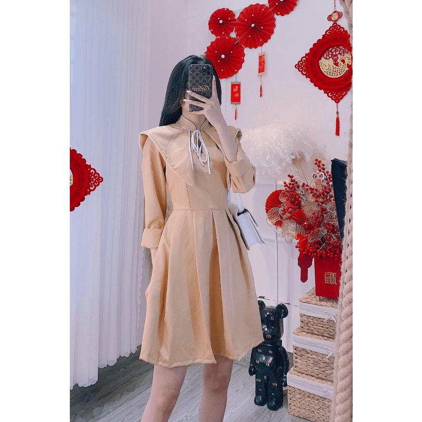 ĐẦM VIỀN PHỐI DÁNG TIỂU THƯ SANG CHẢNH PHỐI ĐỒ PHÙ HỢP VỚI TIỆC DU LỊCH CÓ 4 MÀU NU, ĐỎ, XANH VÀ ĐEN
